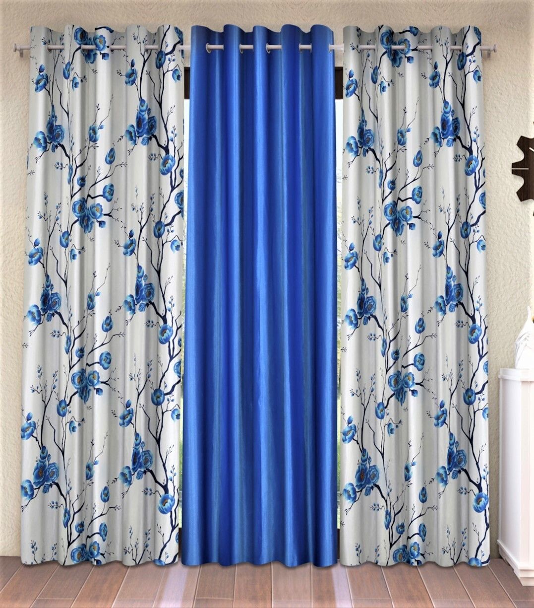 fashion string 153 cm (5 ft) Polyester Semi Transparent Window Curtain (Pack Of 3)-picture-33