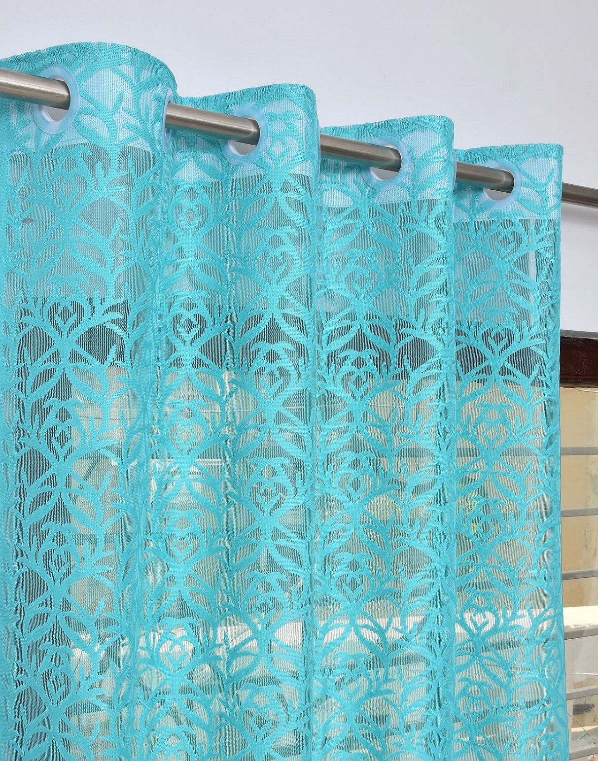 wisk n twisk 152 cm (5 ft) Window Net Transparent Curtain (Pack Of 2)-picture-22