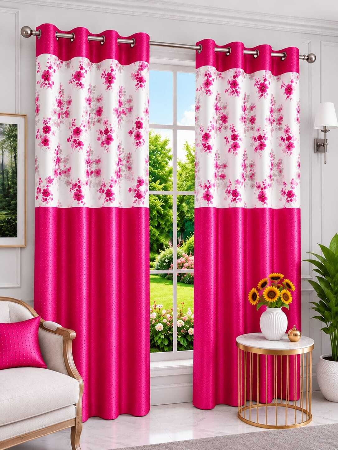 fashion hive 213 cm (7 ft) Door Cotton Room Darkening Curtain Single Curtain-picture-39