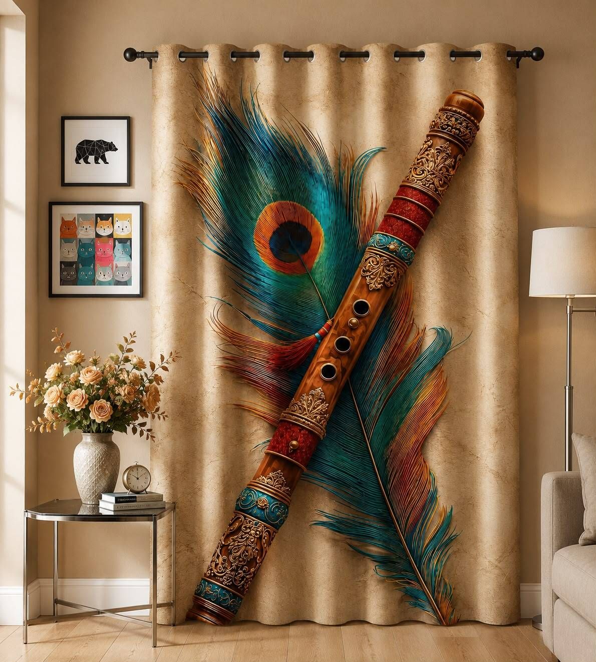 shri shyam 215 cm (7 ft) Door Polyester Semi Transparent Curtain Single Curtain-picture-1