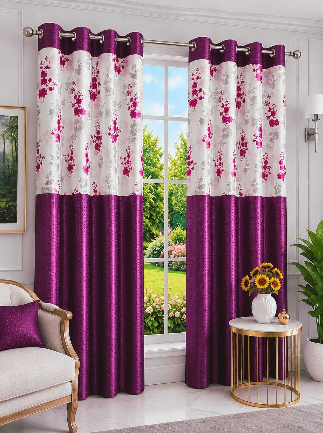 fashion hive 213 cm (7 ft) Door Cotton Room Darkening Curtain Single Curtain-picture-10