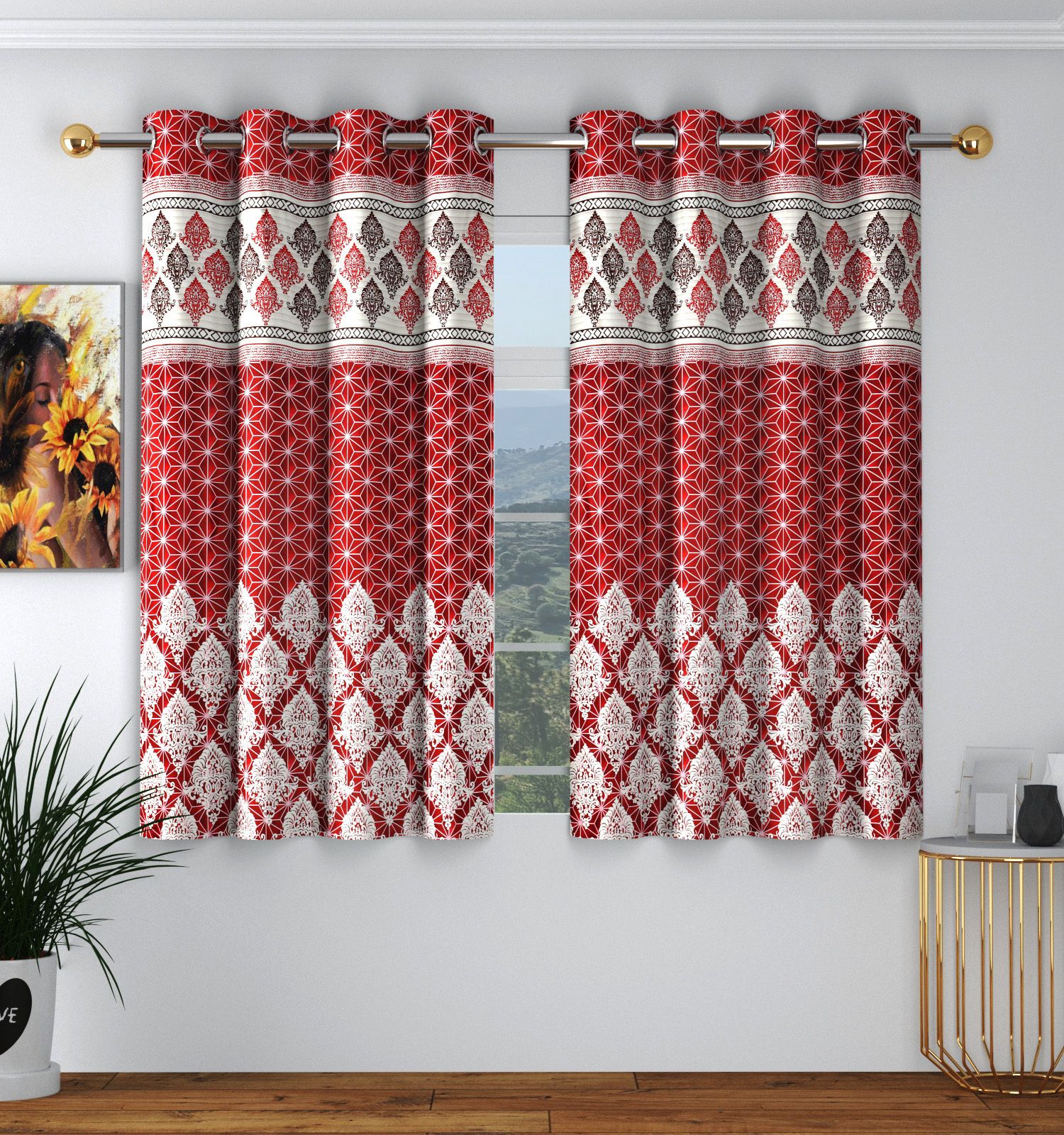 panipat textile hub 153 cm (5 ft) Polyester Semi Transparent Window Curtain (Pack Of 2)-picture-21