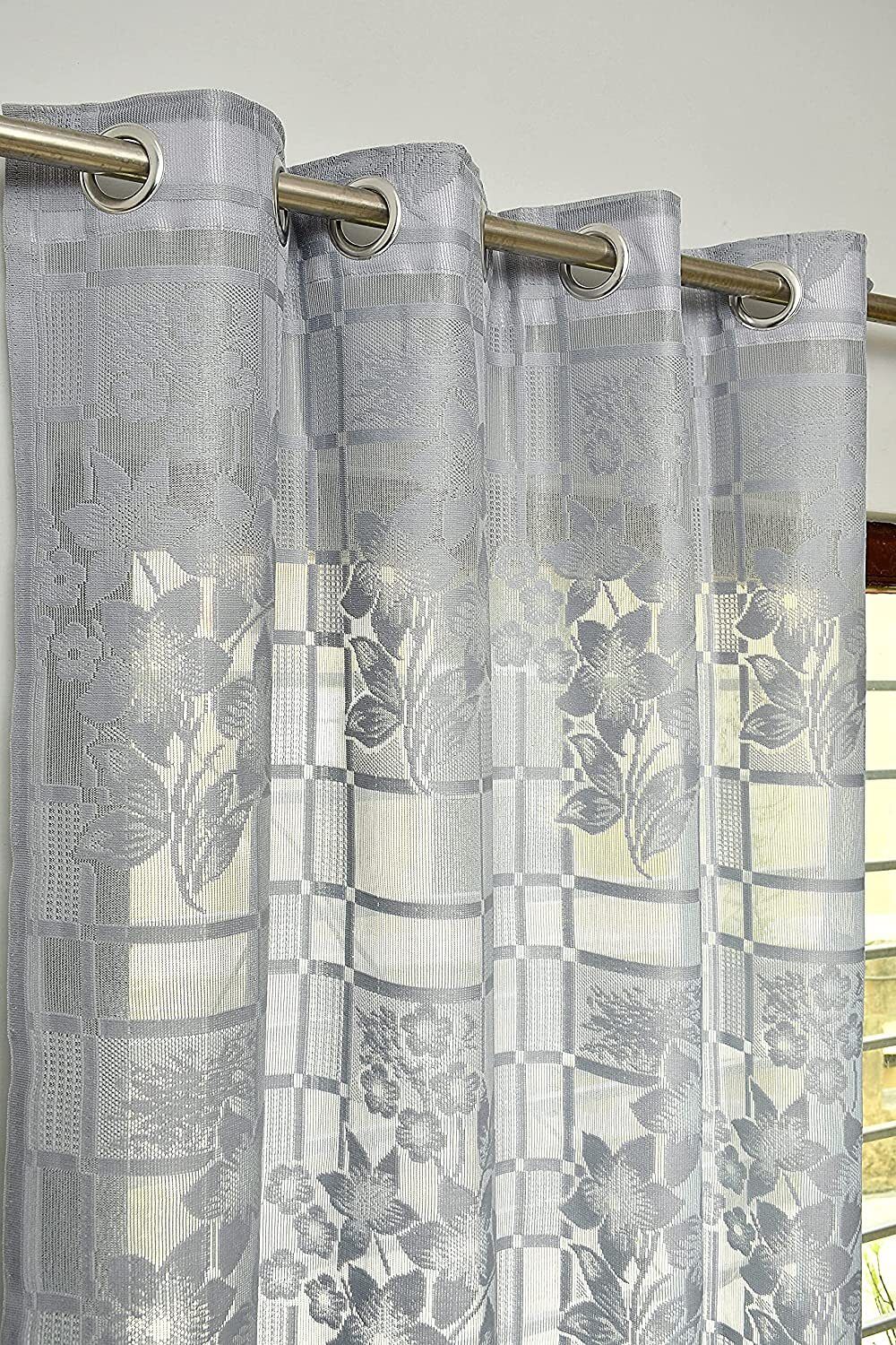 216.36 cm (7 ft) Window Polyester Semi Transparent Curtain Single Curtain-image-12
