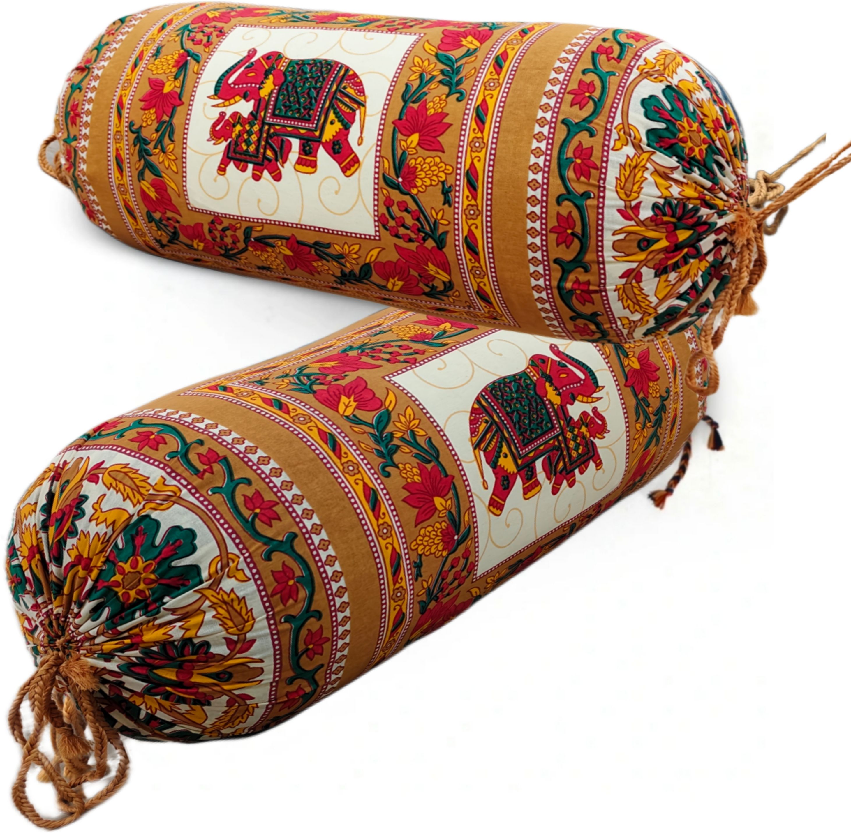 GTX Decorative Famous Jaipur Sanganeri Print Cotton Bolster Covers With Microfibre Animals Bolster Pack of 2-image-19