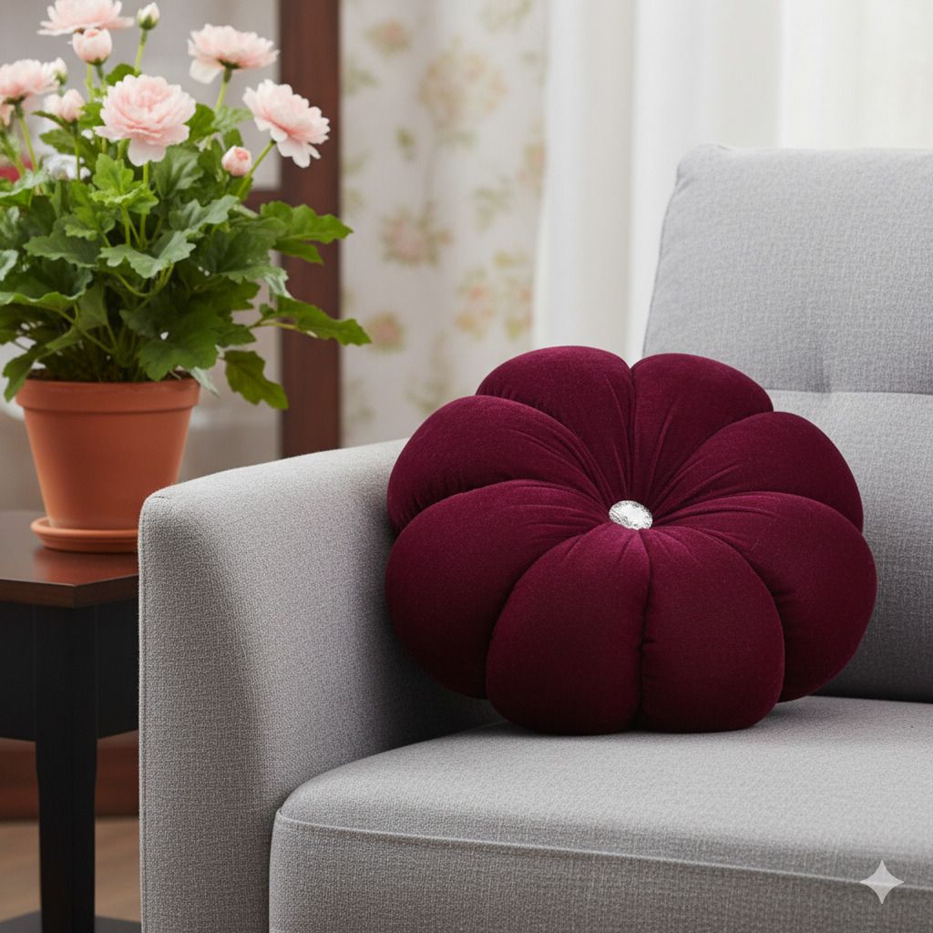 Microfibre Cushion Pack of 1 Solid Decorative Round Cushion-image-47