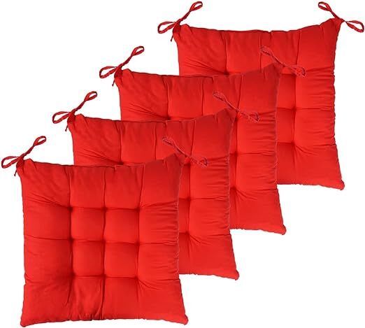 fajal cottan udhyog Cotton Chair Pad Pack of 4 Solid Square Chairpad-picture-22