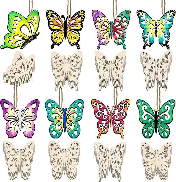 changrobe 16 PCS Butterfly Wooden Cutouts for Crafts - (3.15 Inch) Wooden Cut-outs-picture-47