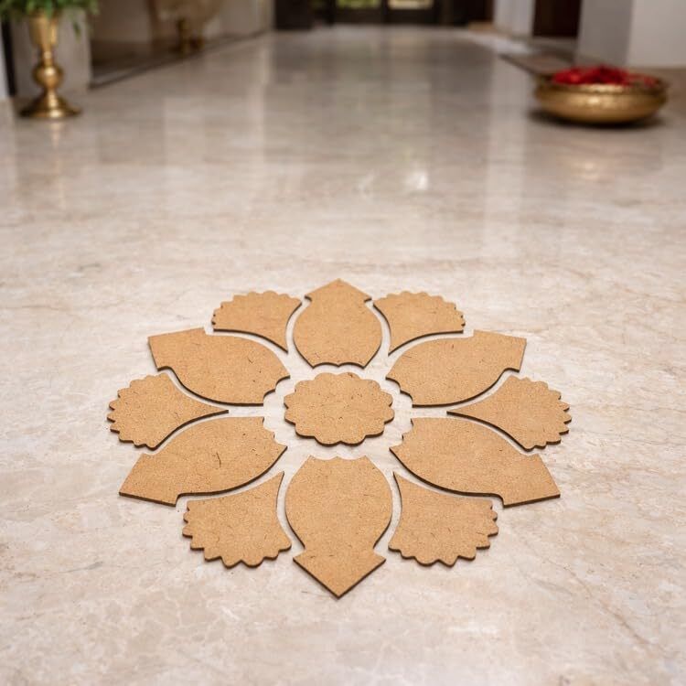 changrobe Wooden Rangoli Cutout | Unfinished Rangoli Diwali Decoration - 12 Inch Wooden Cut-outs-picture-11