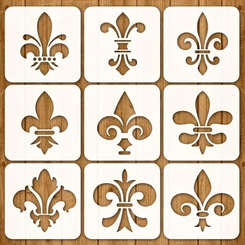 9 Pcs Irregular Flower Stencil Set – 3.94x3.94 Inch Plastic Cut-outs-image-47