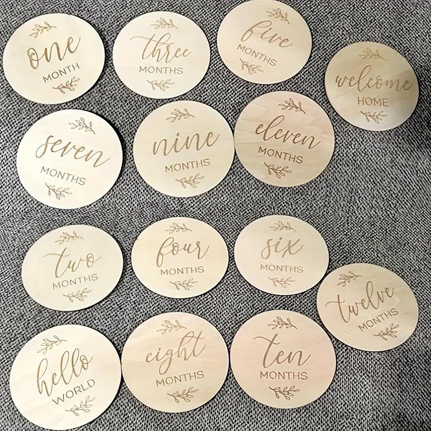 cliths 14 Pcs Wooden Baby Monthly Milestone Cards Double-Sided Newborn Photo Props 3.94 Wooden Cut-outs-picture-15