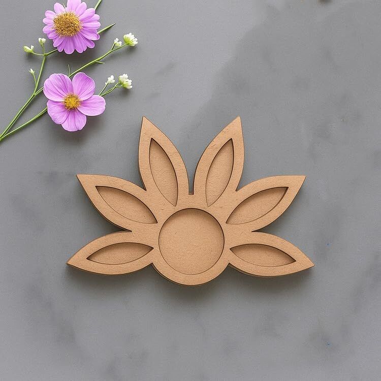 changrobe Floral Flower MDF T Light Candle Holder Base - 5 x 5 Inch Wooden Cut-outs-picture-36