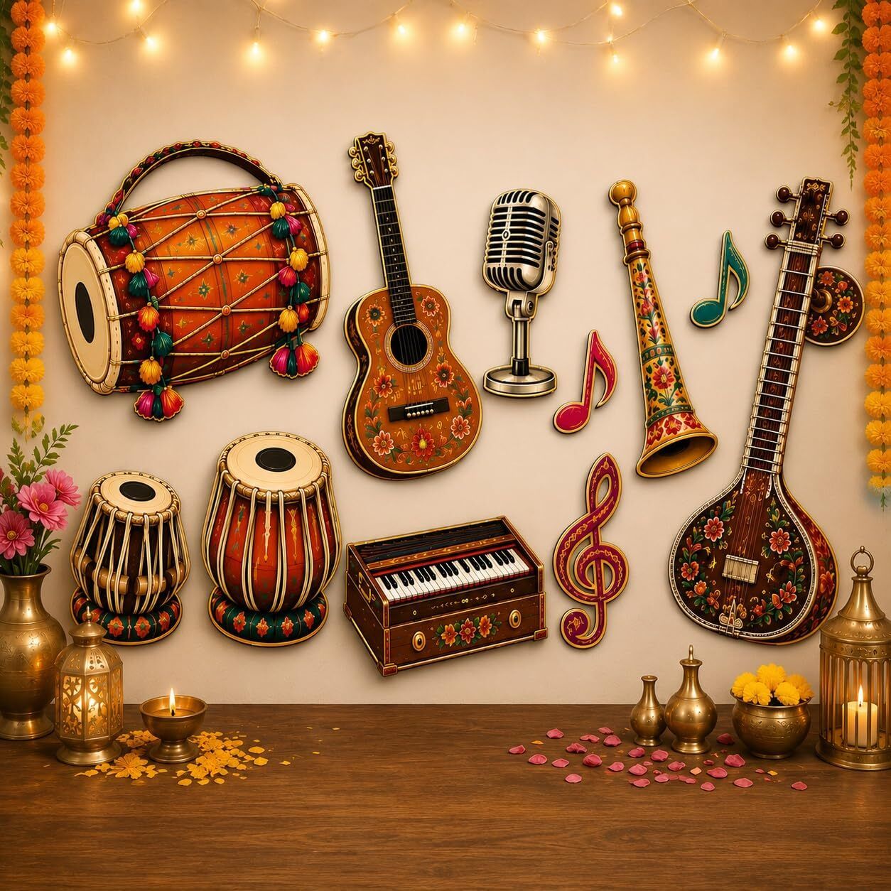 Musical Instrument MDF Wall Decor Printed Wooden Cutouts Wooden Cut-outs-image-2
