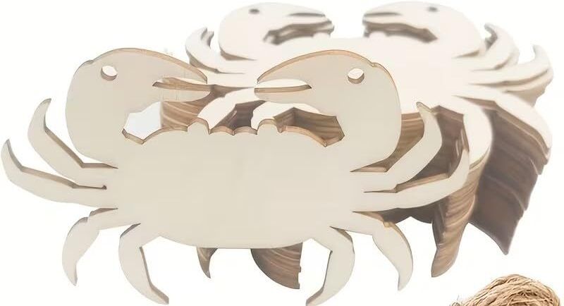 0 Pcs Wooden Crab Shape Cutouts - 3.94 x 2.8 Inch Wooden Cut-outs-image-7