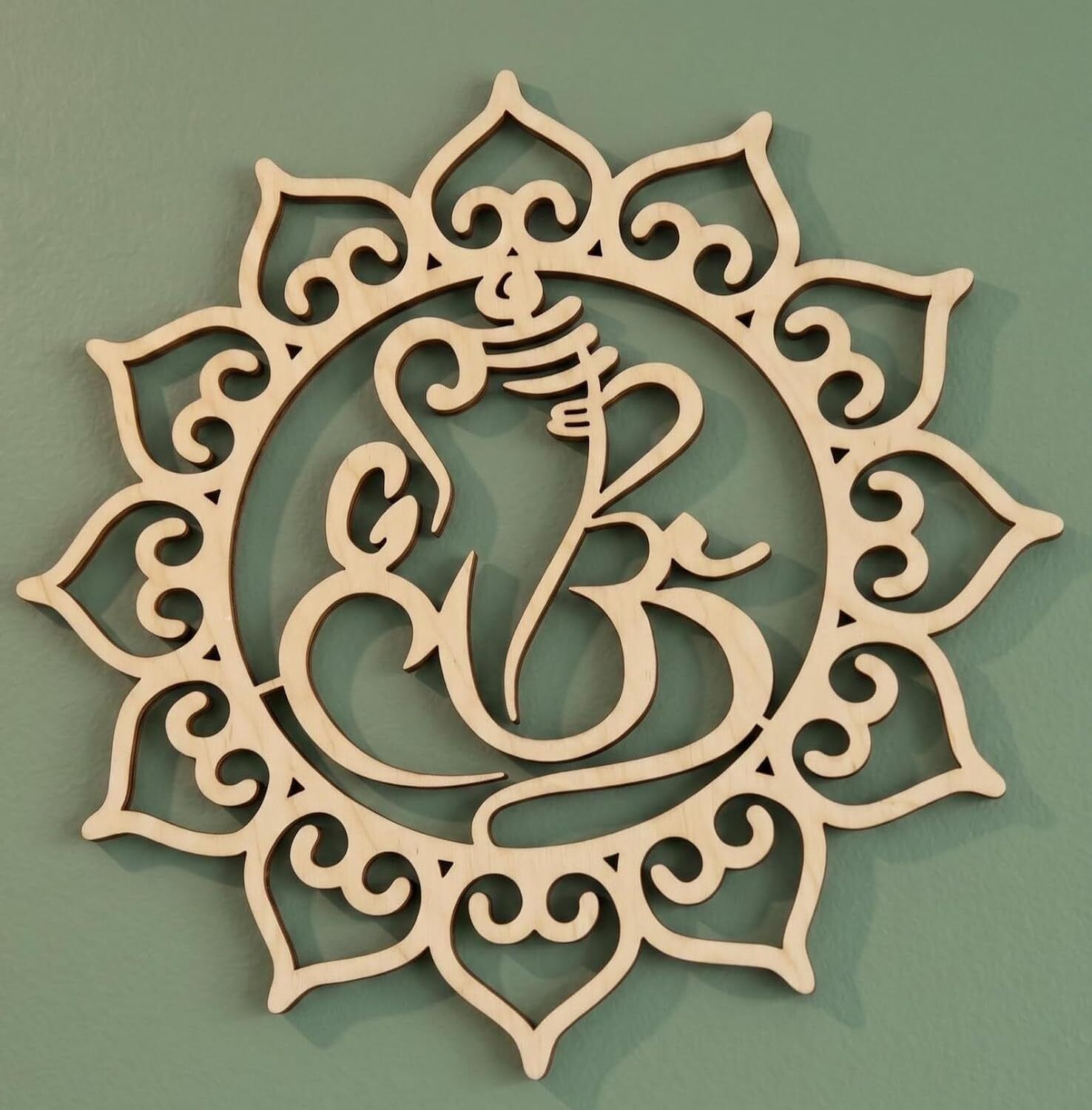 changrobe Ganesha Wooden Wall Art | Lord Ganesh Wall Hanging - 12 x 12 Inch Wooden Cut-outs-picture-17