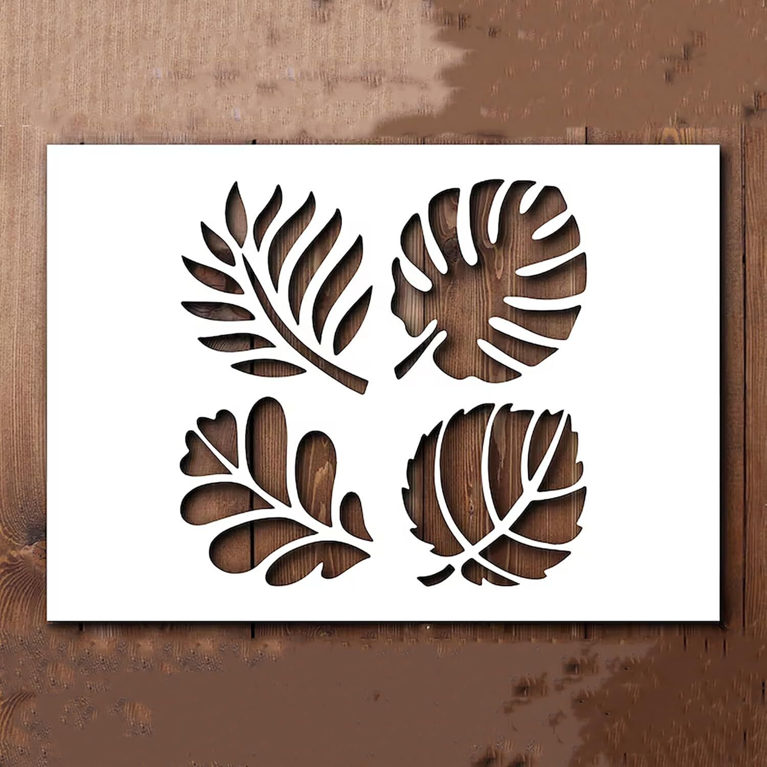 Leaf Stencil Plastic for Wall, Fabric, Wood, Furniture 7.08 In Plastic Cut-outs-image-49