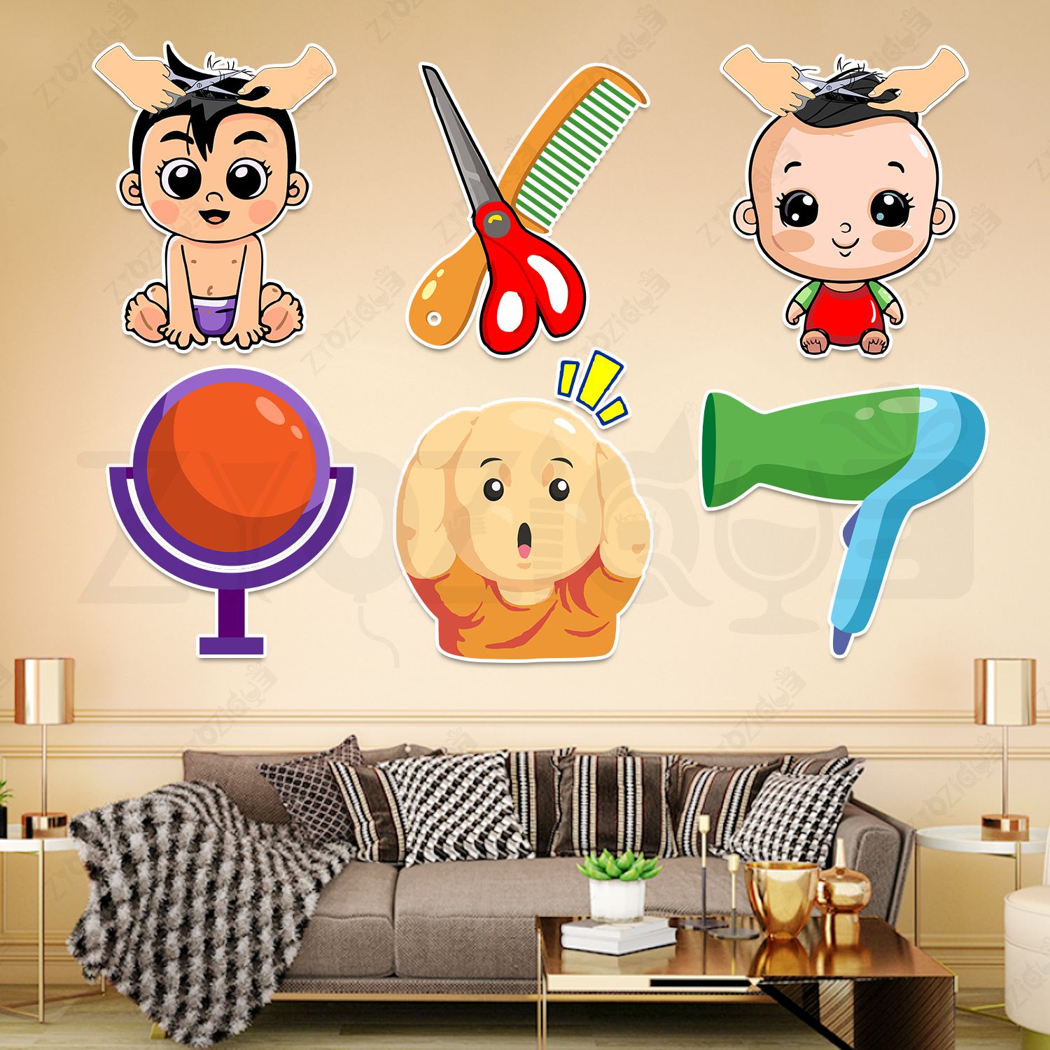 zyozique 7 Pcs My First Hair Cut Theme Cardstock Cutout, Baby's First Hair Cut Decoration Cardboard Cut-outs-picture-22