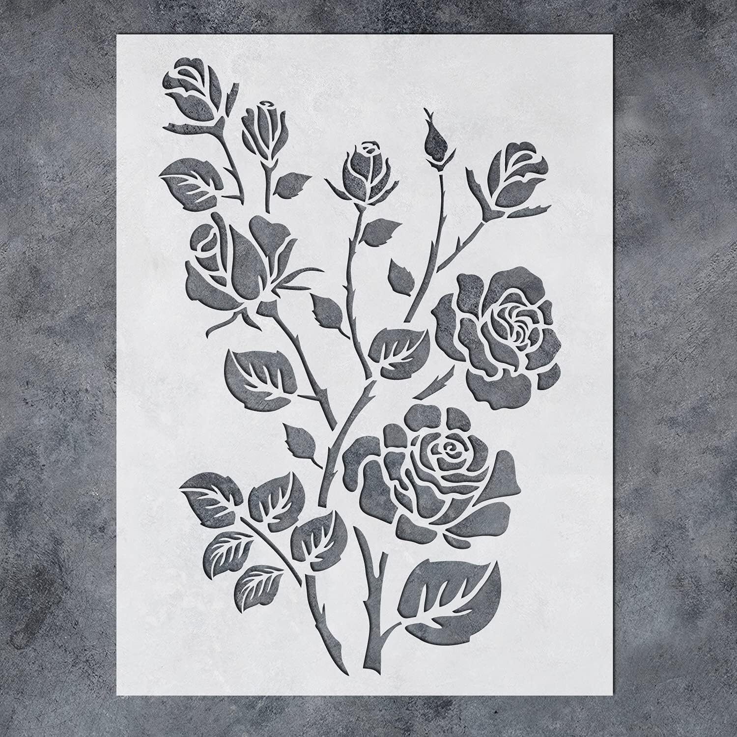 Rose Flower Plastic Stencil for Painting on Wood, Wooden Cut-outs-image-40
