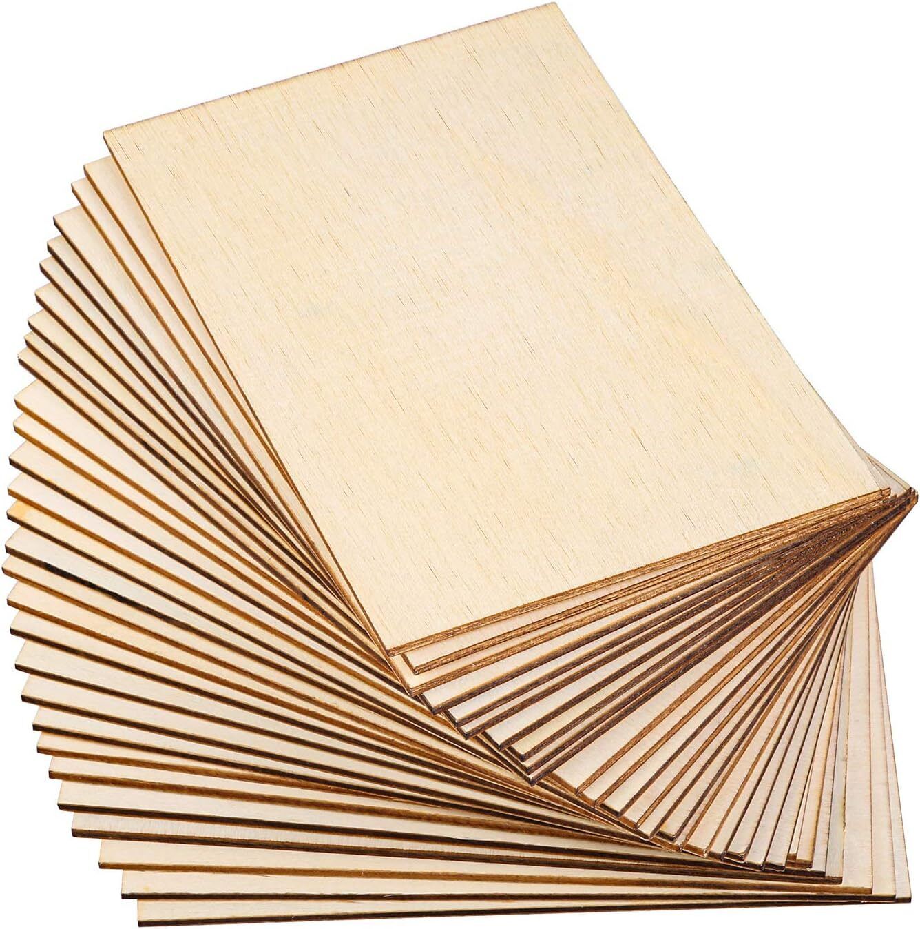 american-elm 60 Pcs 6x4 Inch Rectangle Basswood Sheets Unfinished Wood Thin Plywood Wooden Cut-outs-picture-22