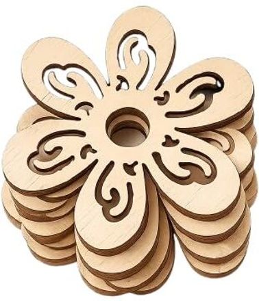 changrobe 10 Pcs Hollow Flower Wooden Cutouts for Crafts - 3 Inch Wooden Cut-outs-picture-32