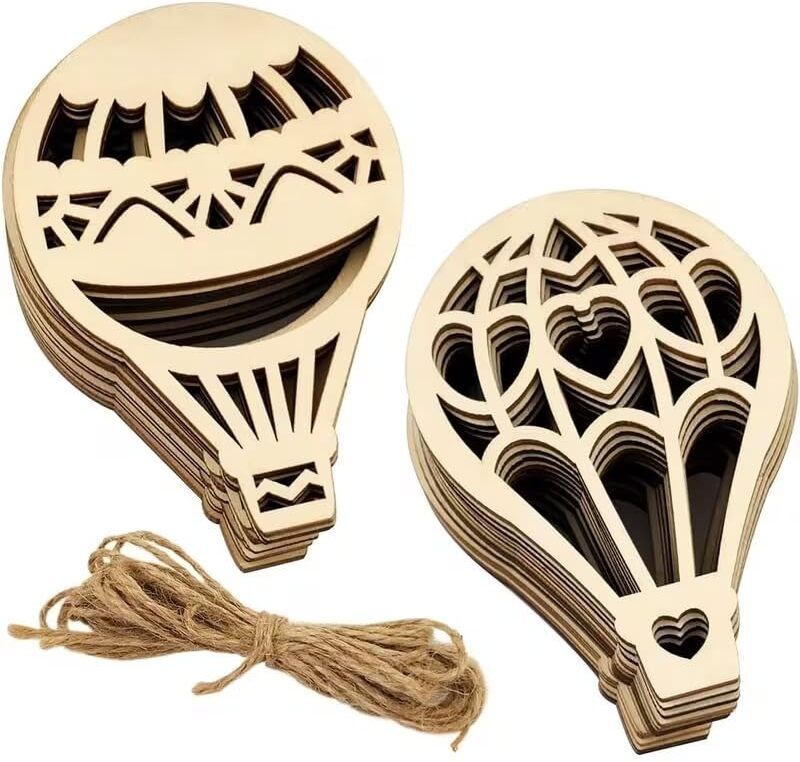 changrobe 10 Pcs Wooden Hot Air Balloon Cutouts for DIY Crafts - 4.72 x 3.3 Inch Wooden Cut-outs-picture-22