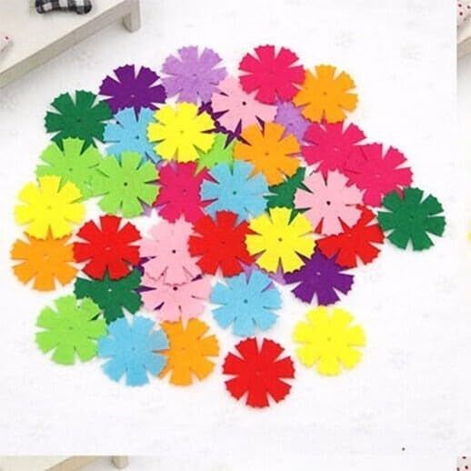 changrobe Pack of 50 Multicolor Felt Flower Cutouts for DIY Craft - 4.5 Inch Paper Cut-outs-picture-47