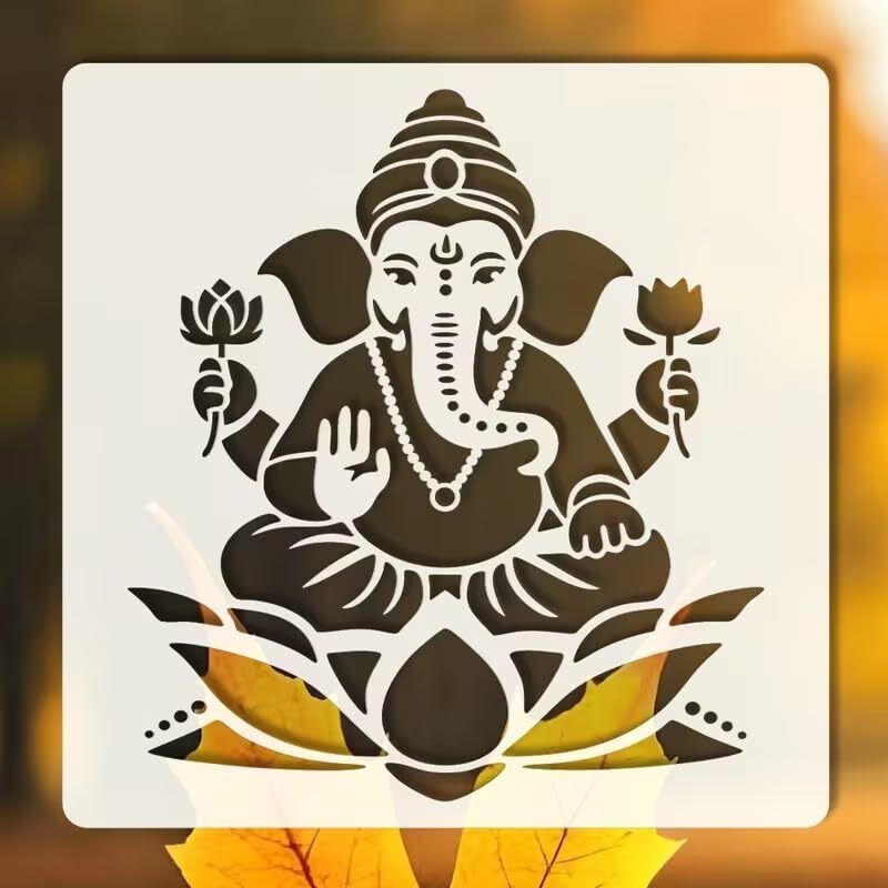 changrobe Lord Ganesha Stencil Reusable Plastic Painting Template - 6X6 Inch Paper Cut-outs-picture-30