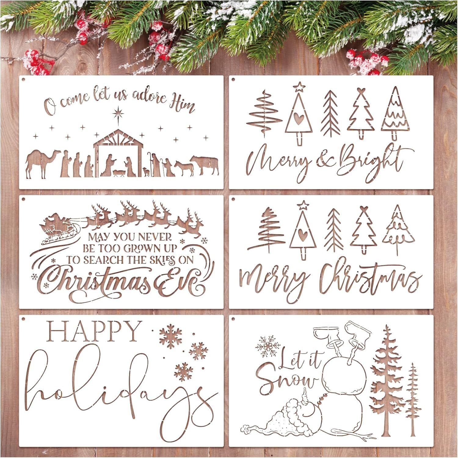 haoser 6 Pcs Christmas Doormat Stencils | Reusable Merry Christmas Plastic Cut-outs-picture-17