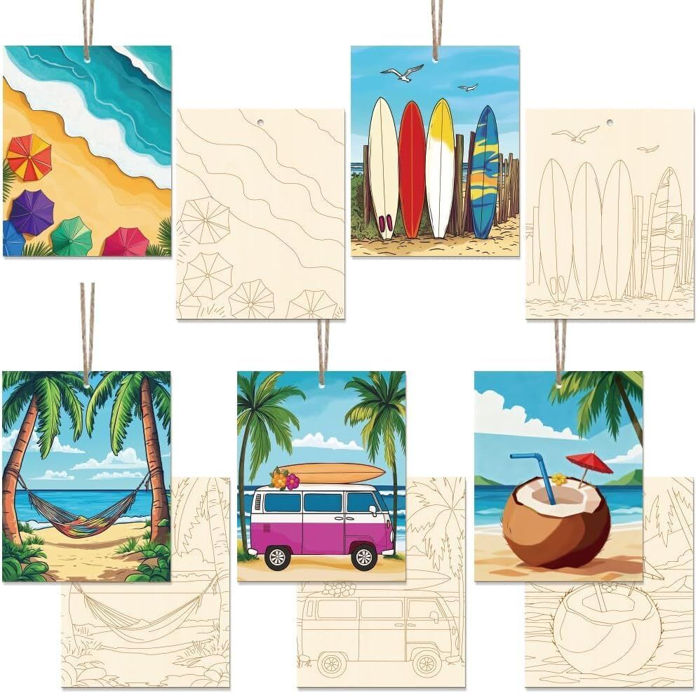 changrobe 15 Pcs Wooden Beach Cutouts for DIY Craft | Unfinished Wood Wooden Cut-outs-picture-11
