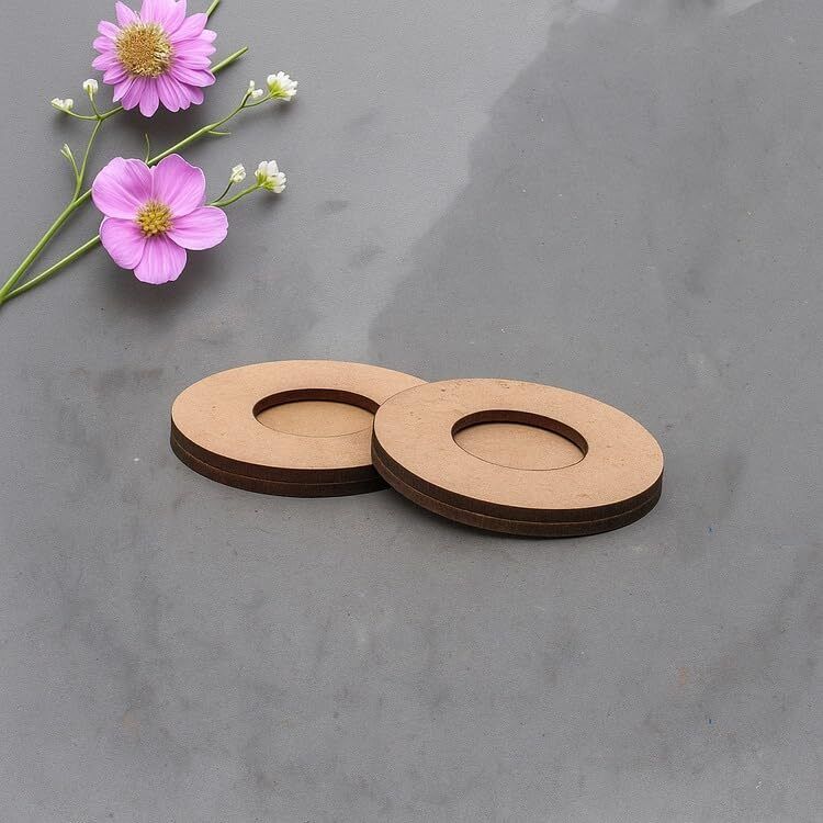 changrobe Pack of 2 Wooden Round T-Light Candle Holder - 3.5X35 Inch Wooden Cut-outs-picture-22