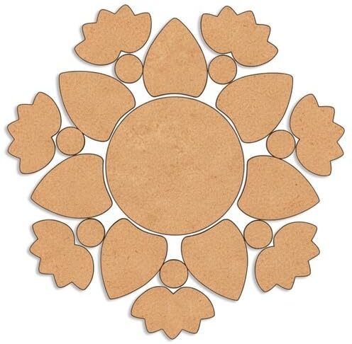 changrobe Wooden Rangoli Cutout | Unfinished Rangoli Diwali Decoration - 12 Inch Wooden Cut-outs-picture-27