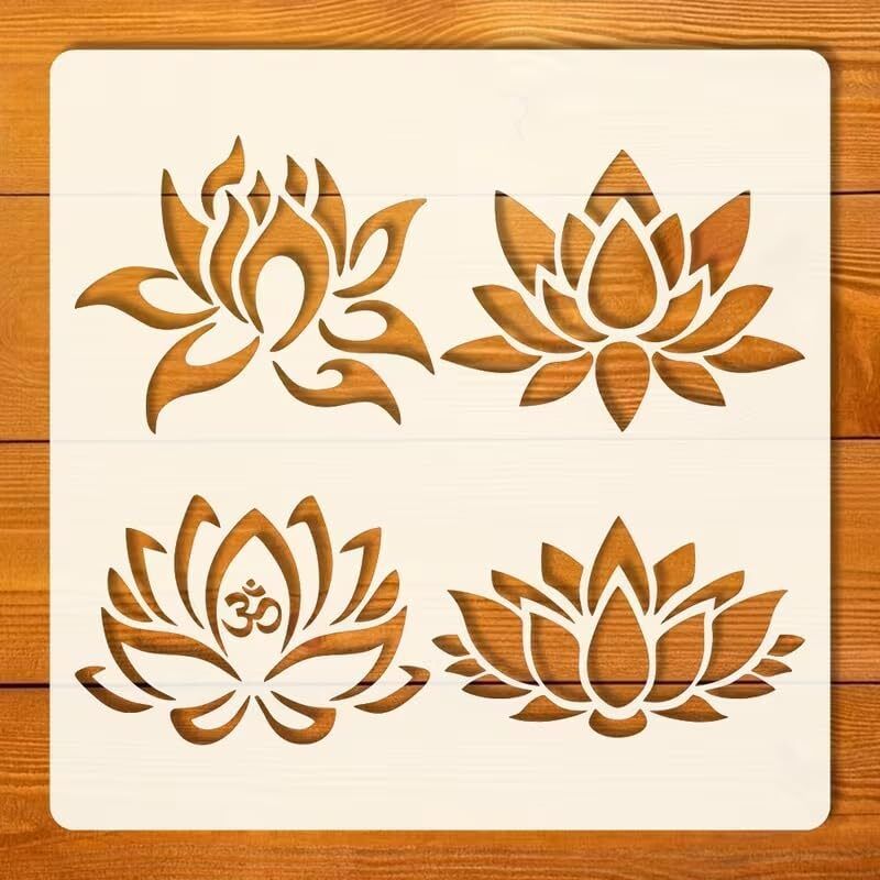 Lotus Om Mandala Stencil Reusable Plastic - 6x6 Inch Paper Cut-outs-image-29