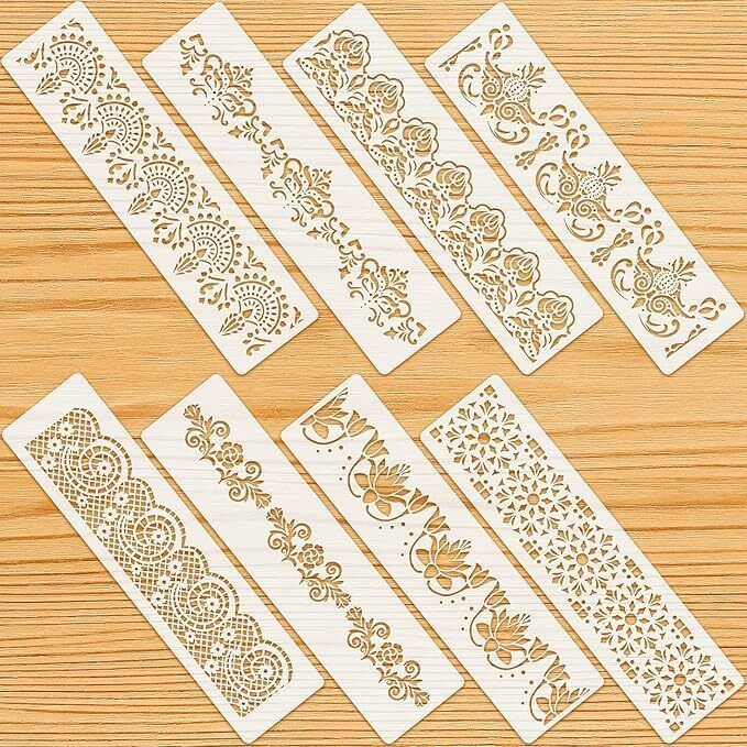 changrobe Pack of 8 Plastic Diwali Border Stencils - 6x8 Inch Wooden Cut-outs-picture-43