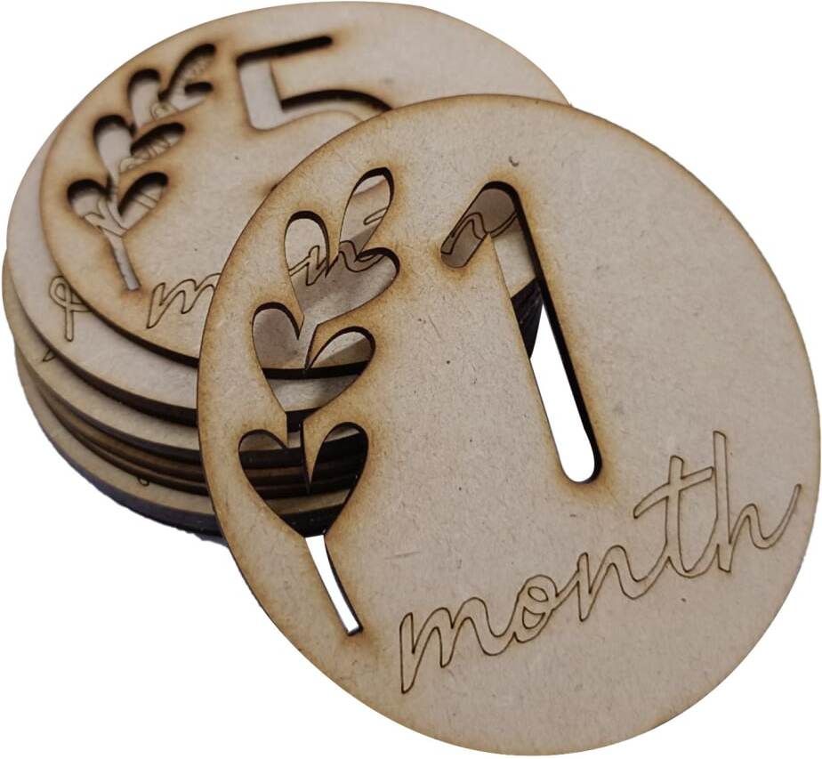 haoser Wooden Monthly Milestone Discs for Baby Photos/Baby Milestone Cards Wooden Cut-outs-picture-22