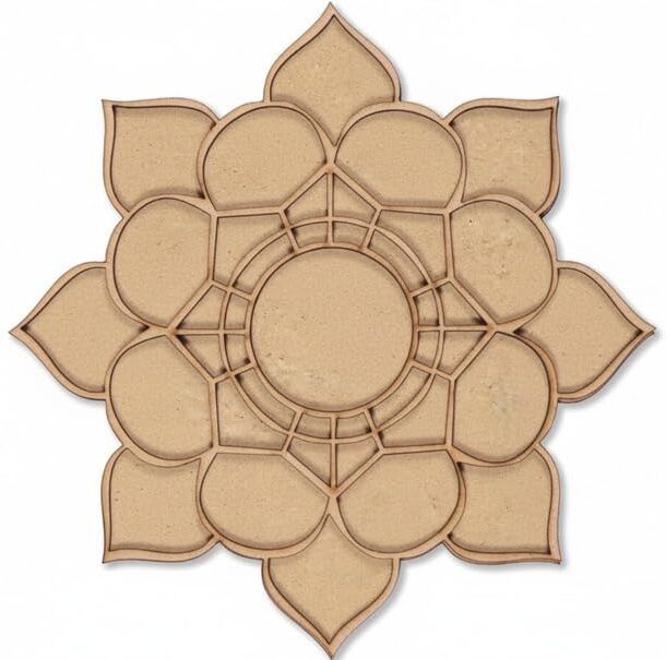 changrobe Wooden Rangoli Cutout | Unfinished Rangoli Diwali Decoration - 12 Inch Wooden Cut-outs-picture-15