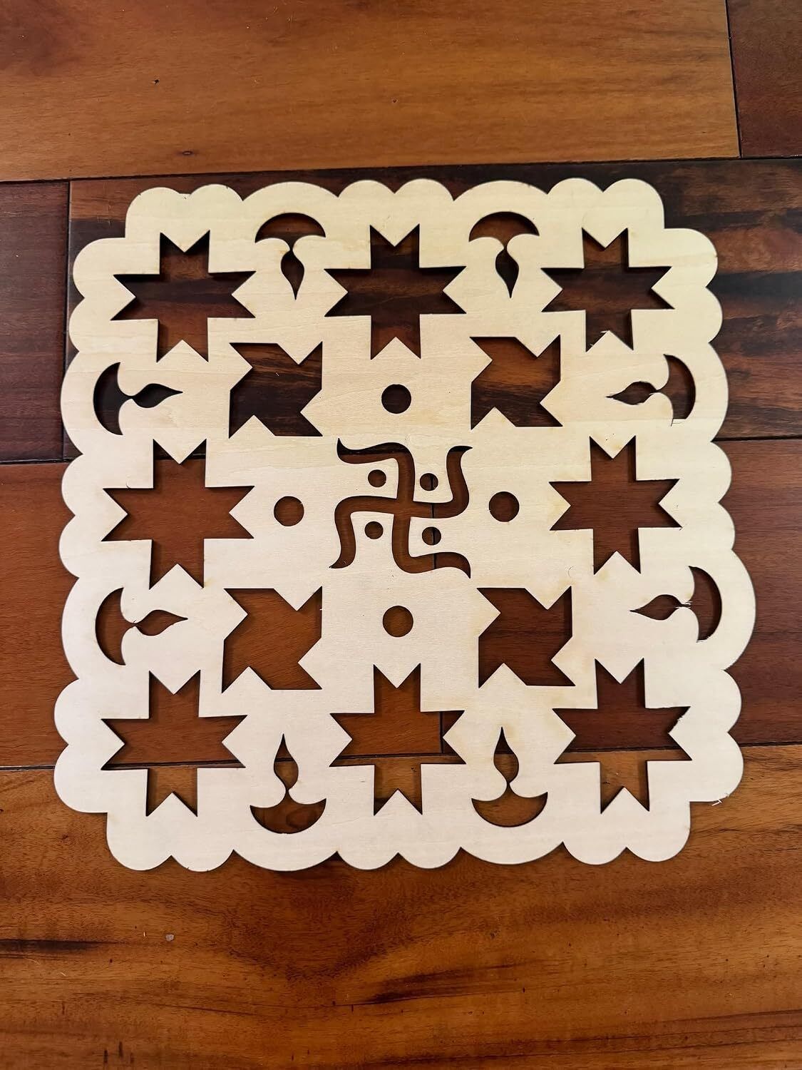 changrobe Diwali Rangoli Stencils for Floor Decoration - 11 x 11 Inch Wooden Cut-outs-picture-18