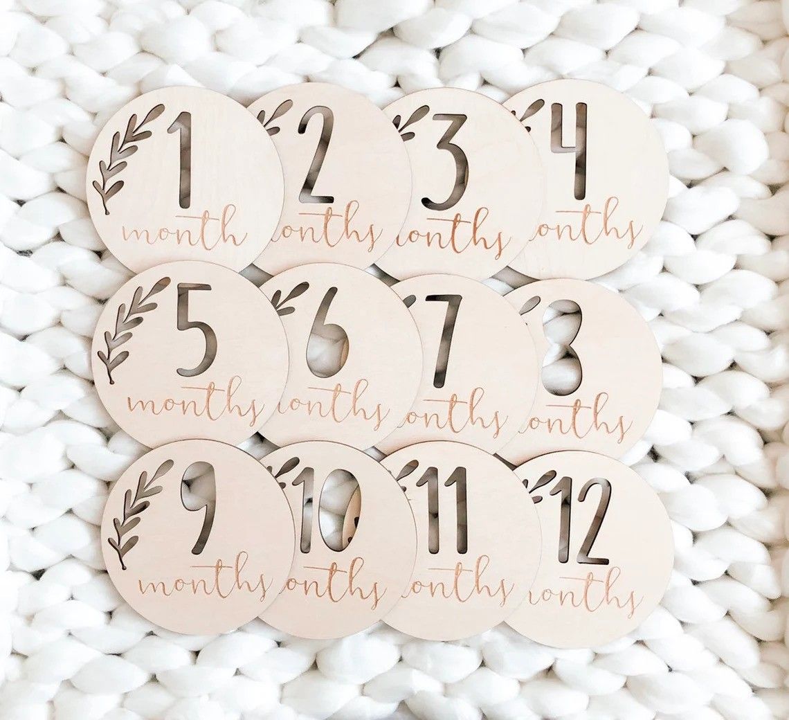 Baby monthly milestone cards,wooden milestones discs Wooden Cut-outs