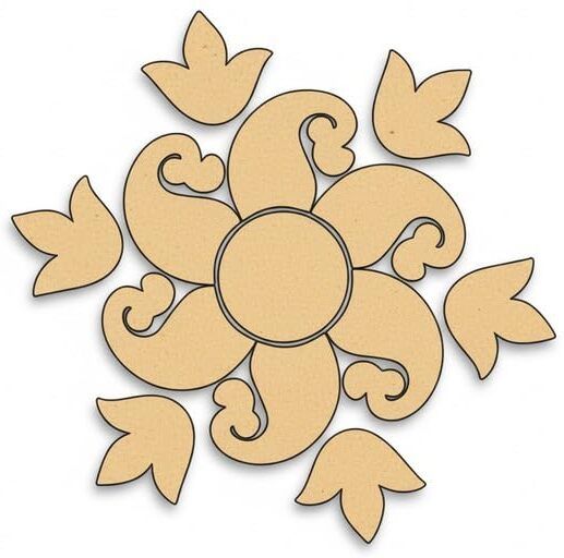 changrobe Wooden Rangoli Cutout | Unfinished Rangoli Diwali Decoration - 12 Inch Wooden Cut-outs-picture-38