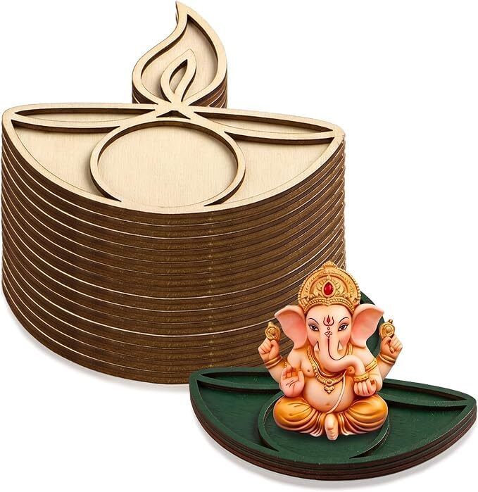 changrobe 10 Pcs DIY Wooden Tea Light Candle Holders - 5.12 x 5.12 Inch Wooden Cut-outs-picture-46