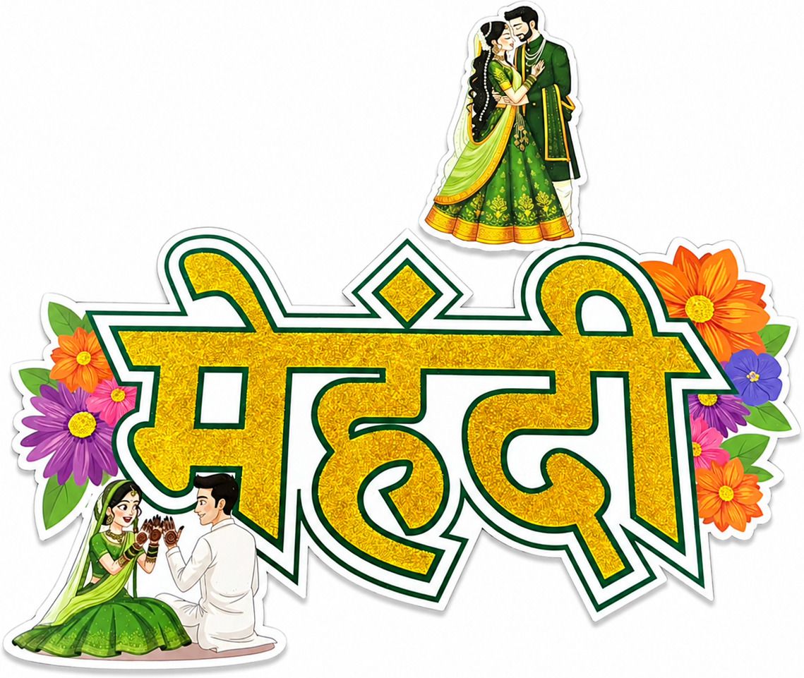 Mehndi Glitter Cardstock Sign Decoration Indian Wedding Mehndi Ceremony Backdrop Paper Cut-outs-image-46