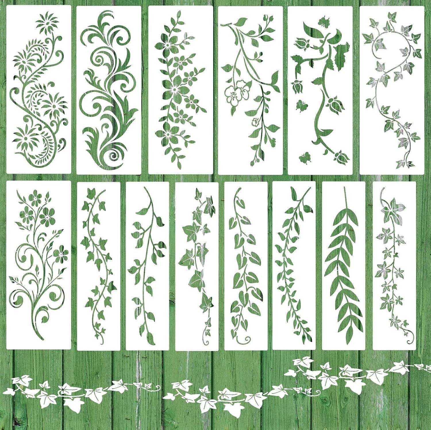 haoser 14 Pcs Leaf Stencil Set for Painting – Reusable Plastic Floral Plastic Cut-outs-picture-24