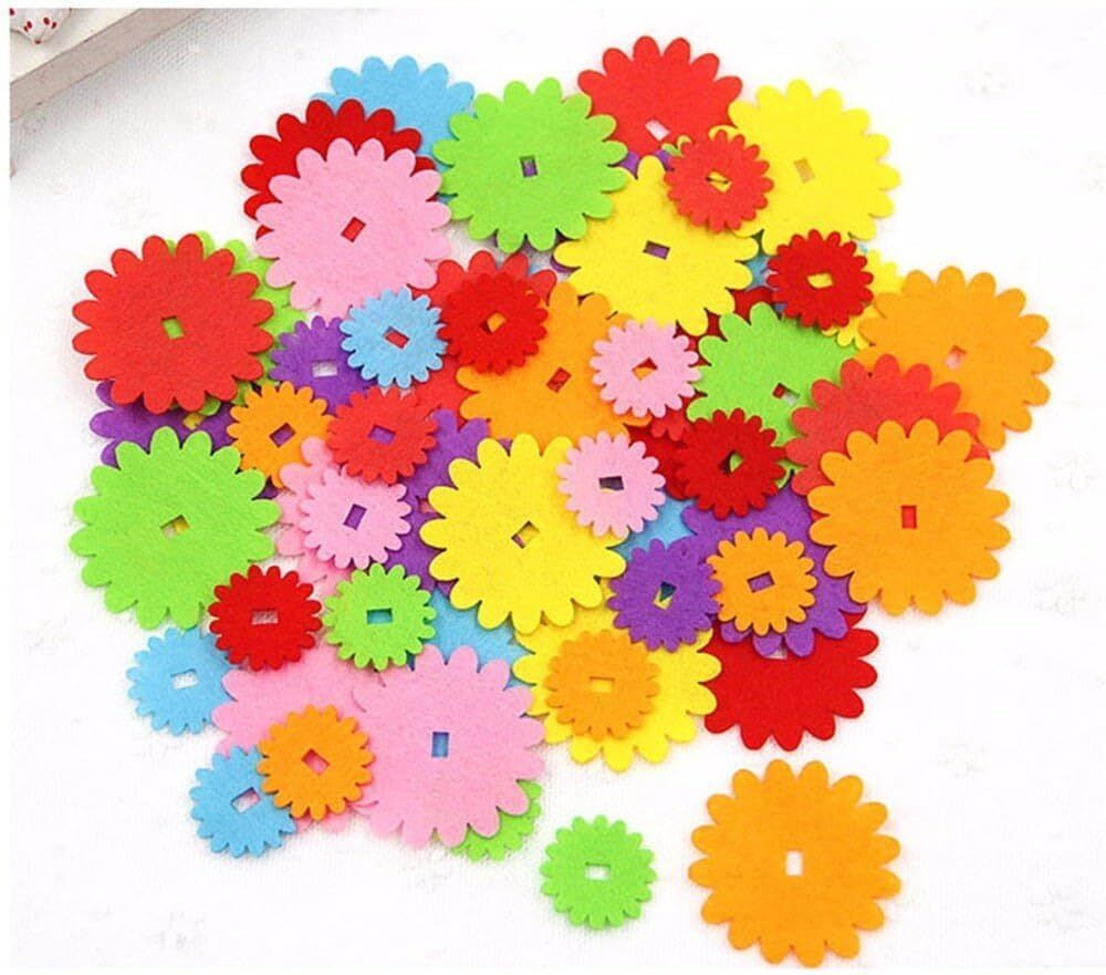 changrobe Pack of 50 Multicolor Felt Flower Cutouts for DIY Craft - 4.5 Inch Paper Cut-outs-picture-38