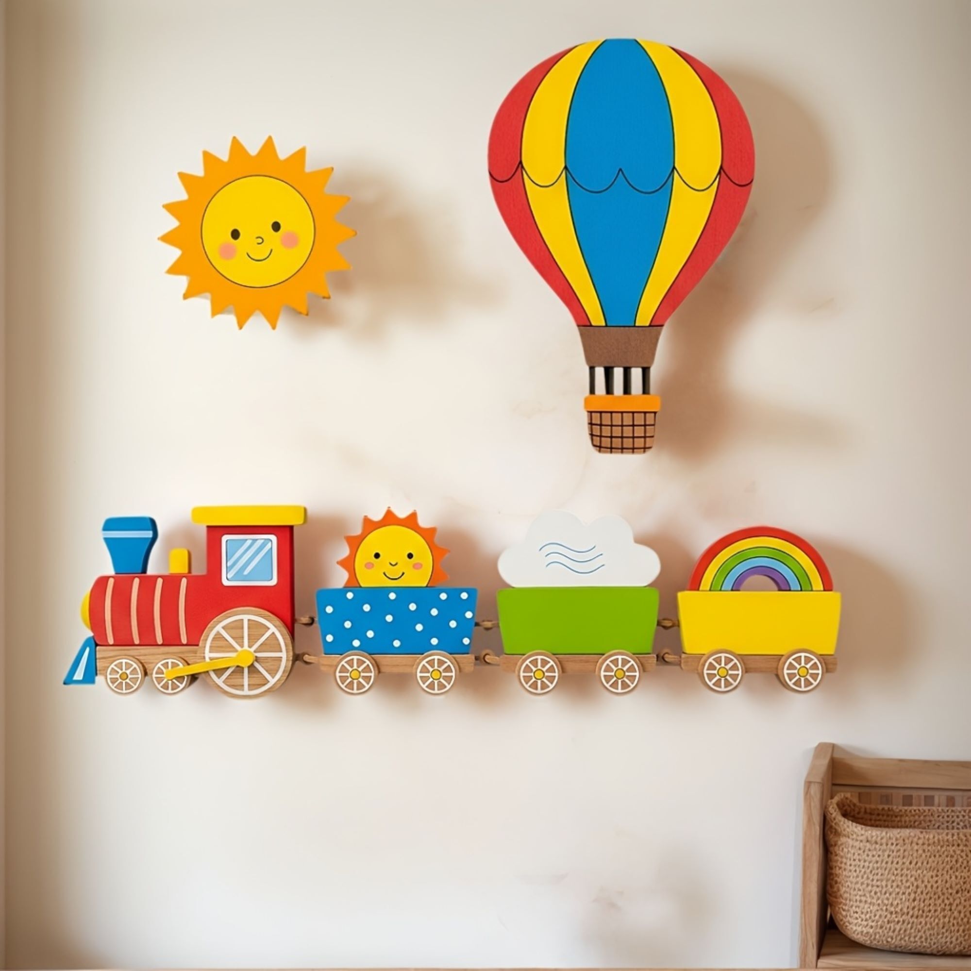 american-elm Fantasy Kids Sunboard Wall Decoration Set Train Wooden Cut-outs-picture-23