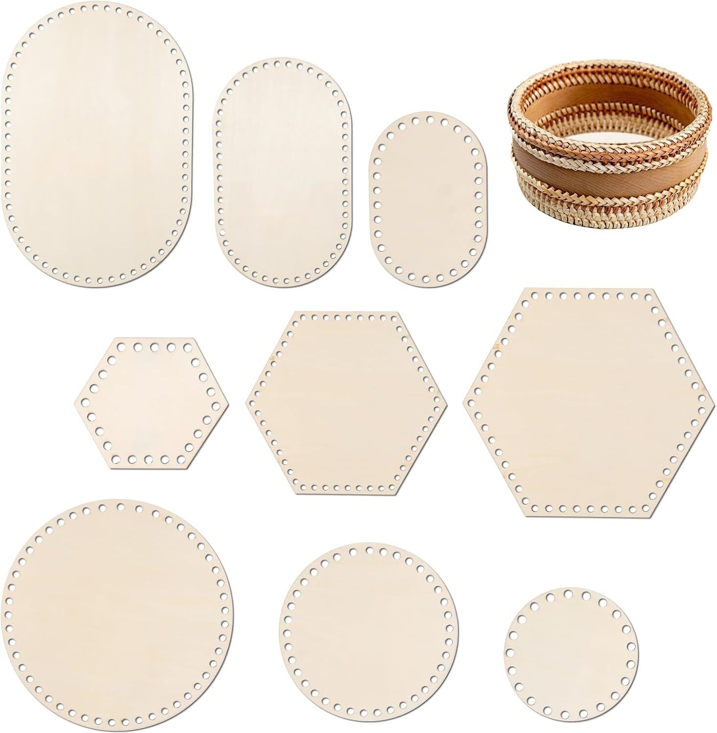 american-elm American Elm Pack of 9 Wooden Basket Bottom for Crochet & Knitting Wooden Cut-outs-picture-17
