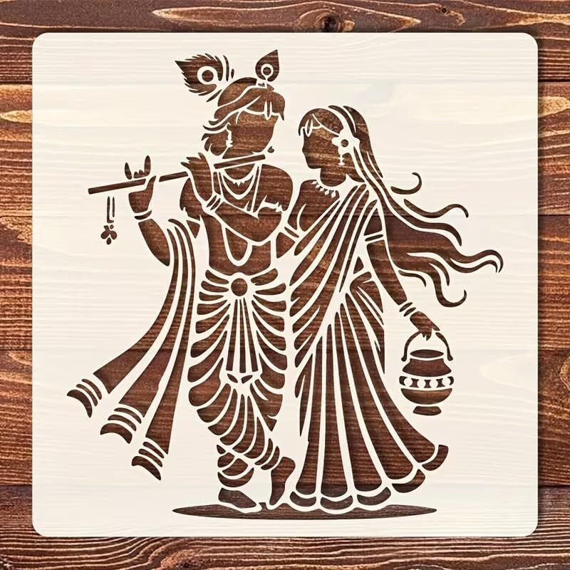 changrobe Radha Krishna Stencil Reusable Plastic Painting Template - 6x6 Inch Paper Cut-outs-picture-42