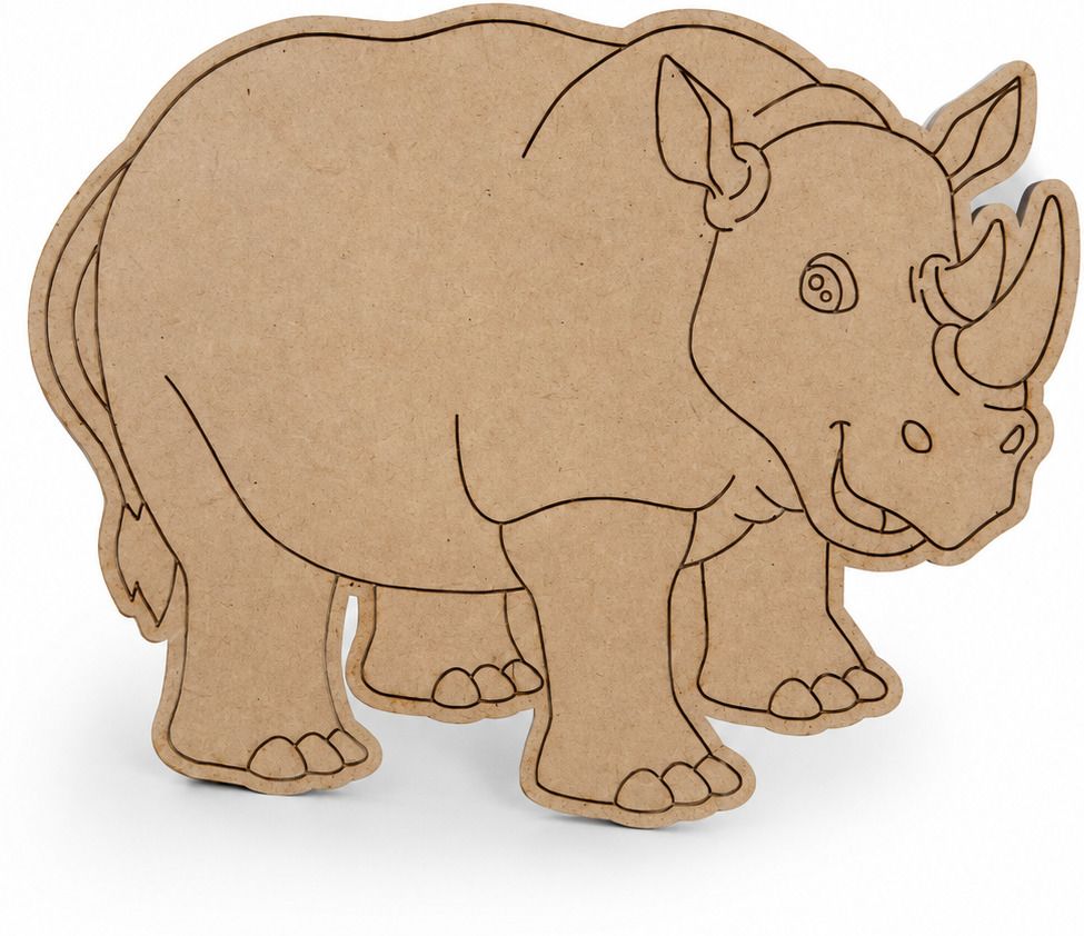 Cutout for Kids Painting & Craft, MDF Rhino Shape Stencil Wooden Cut-outs-image-5