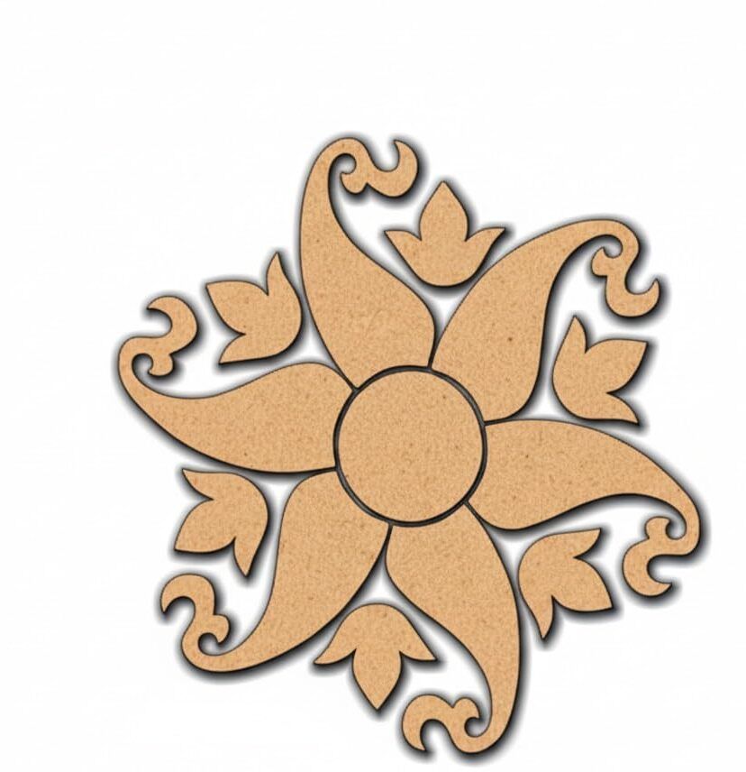 changrobe Wooden Rangoli Cutout | Unfinished Rangoli Diwali Decoration - 12 Inch Wooden Cut-outs-picture-10