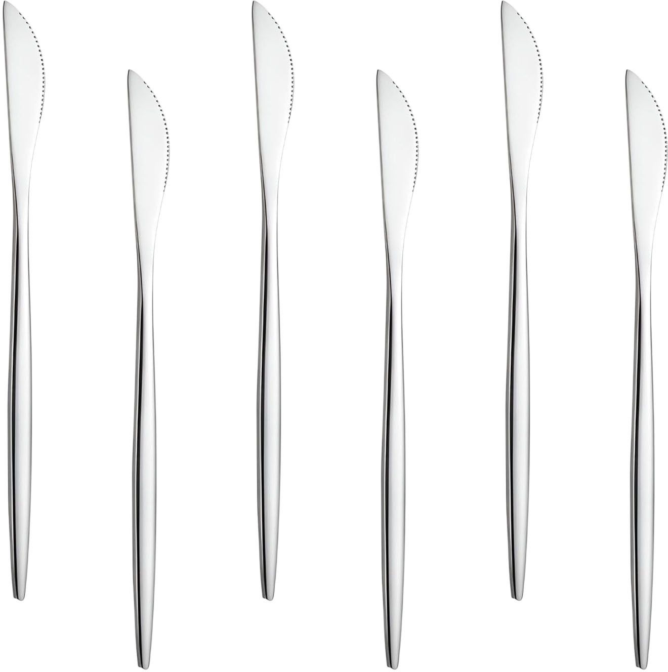 Silver Sharp Dinner Knives, 9-Inch Butter Spreader Knives, Silverware food knife Stainless Steel Steak Knife Set-image-1