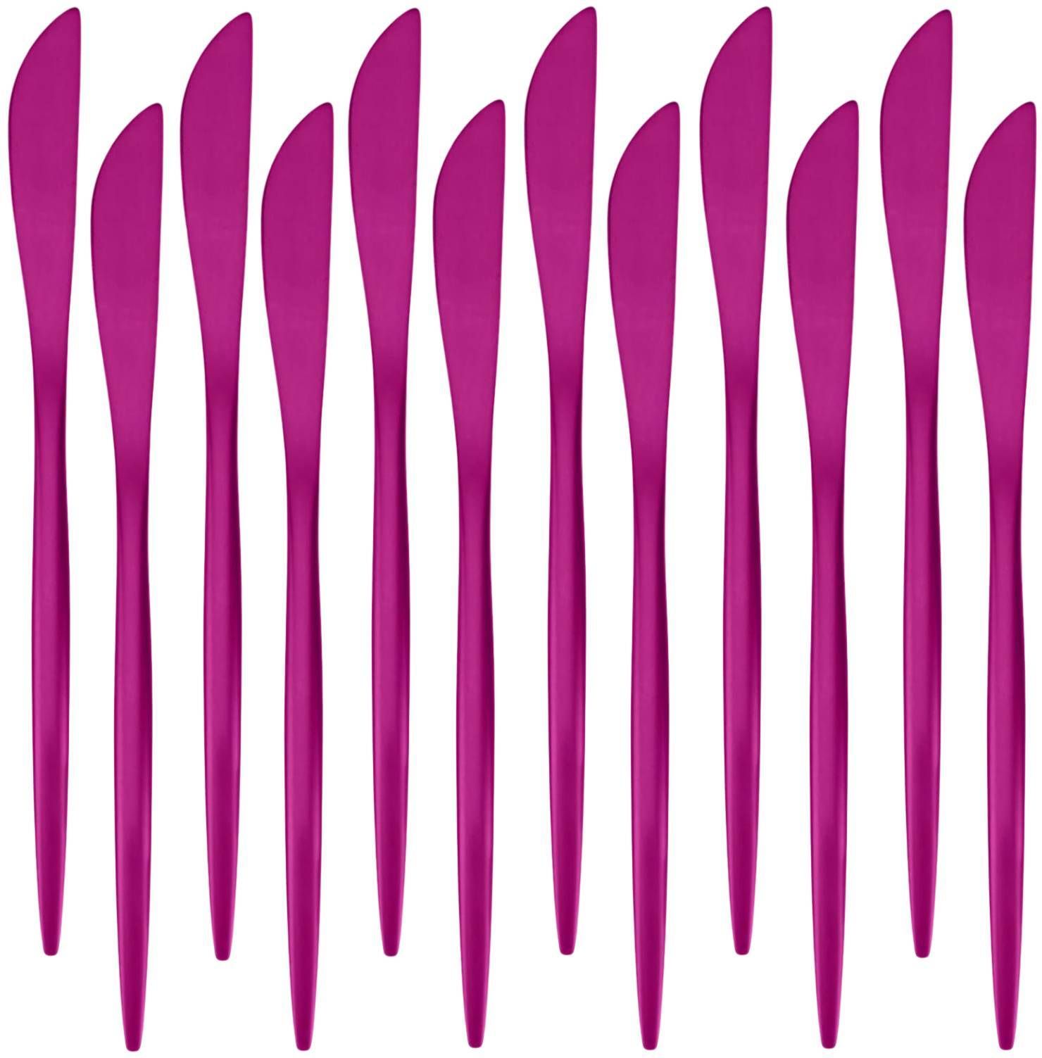 Pink Decorative Table Knife, Knives for Butter & Jam, Classic Spreader Knife Stainless Steel Steak Knife Set-image-17