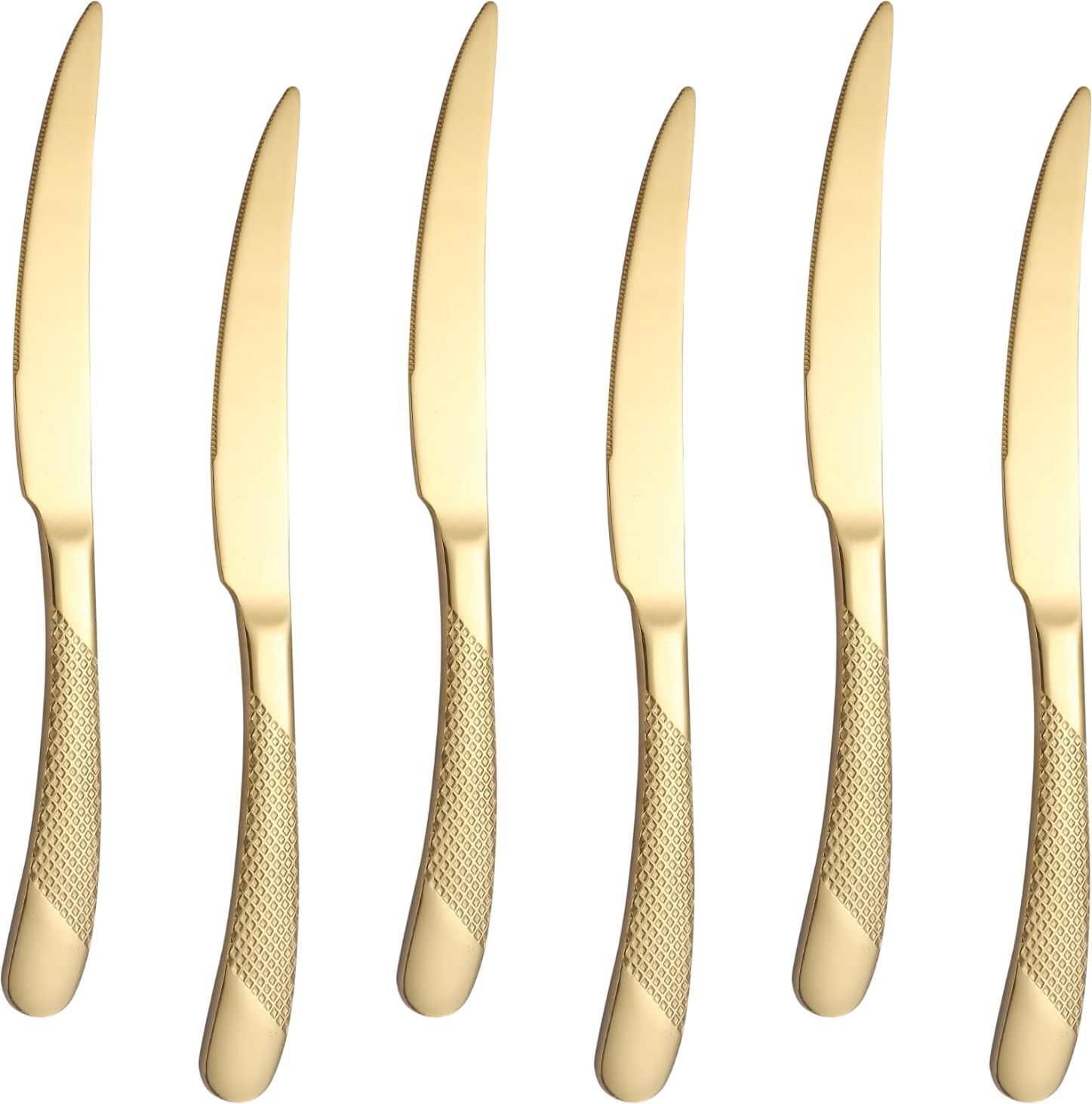 Gold Shiny Dinner Knife, Durable Butter Spreader Knife, Hammered Table Knives Stainless Steel Steak Knife Set-image-42
