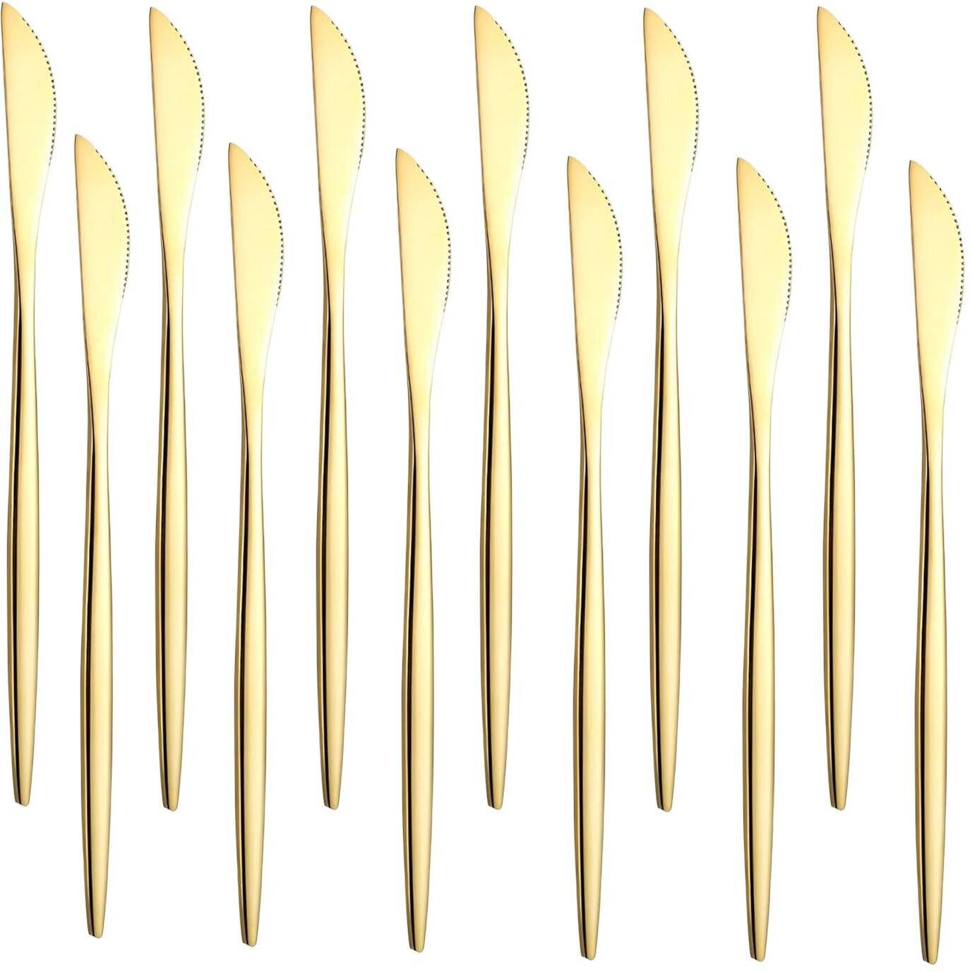 Gold Mirror Finished Dinner Knife, Food Knife, Spreader Knives for Butter & Jam Stainless Steel Steak Knife Set-image-20